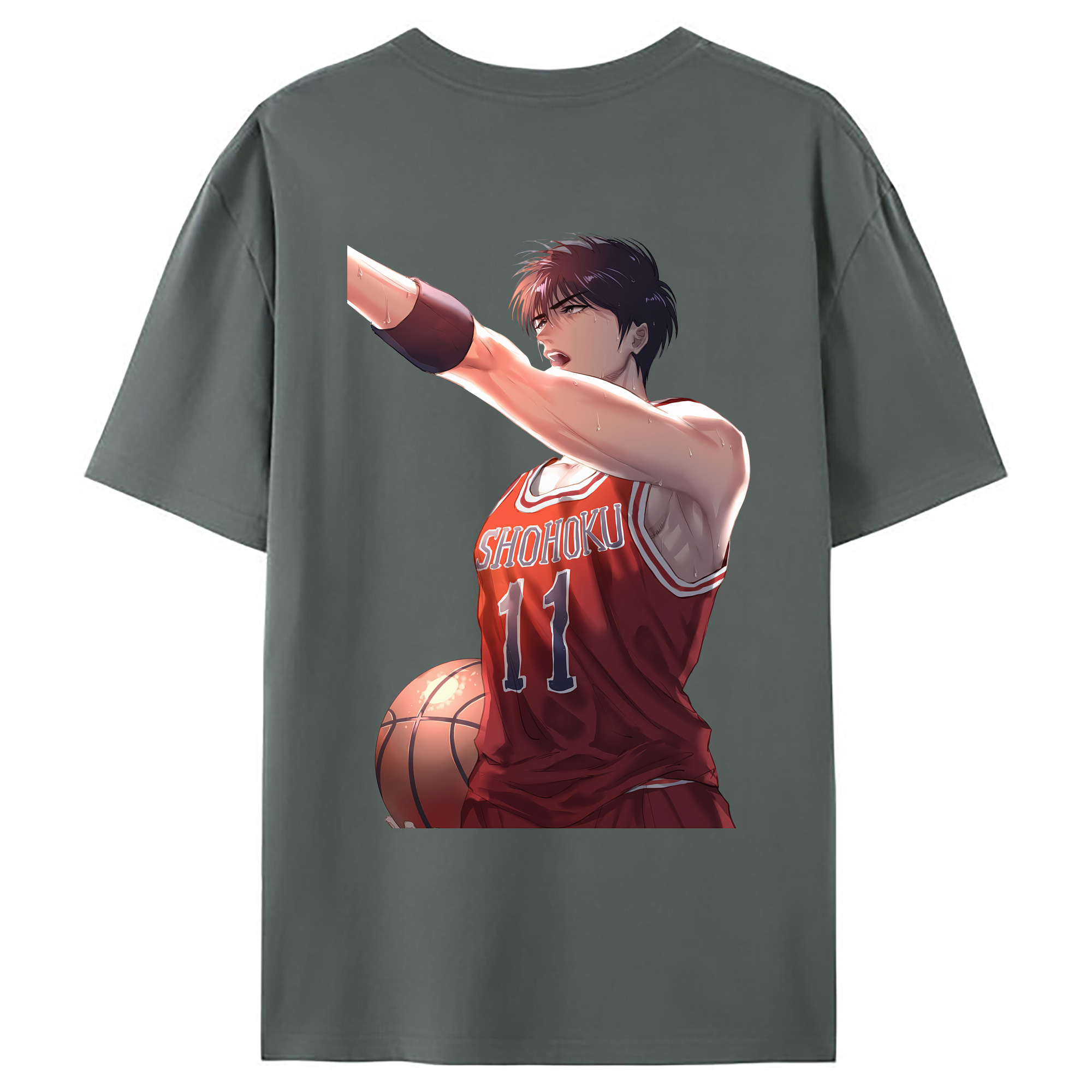 （画像用） SLAM DUNK／スラムダンク 綿100％ メンズ半袖Tシャツ（バックプリント） 通気性